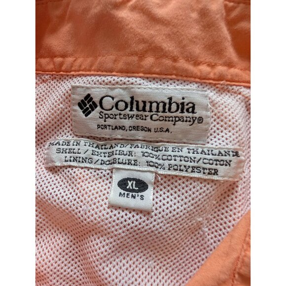 Columbia Mens XL PFG Peach Long Sleeve Fishing Shirt Vented Back 100% Cotton - Picture 5 of 9